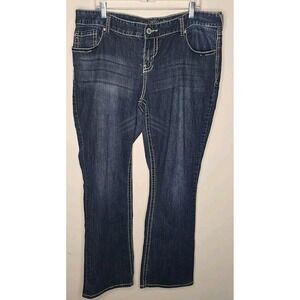 Maurices Jeans Womens 18 Bootcut Stretch Dark Wash MidRise Contrast Stitch Denim